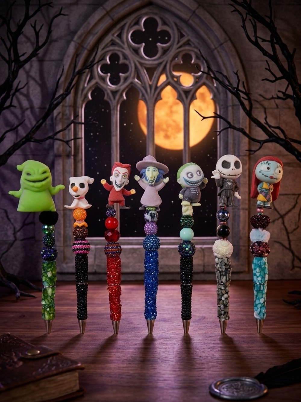 Handcrafted Green Oogie Boogie Kids Beaded Pen